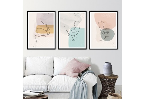 ÇERÇEVELİ ÜÇLÜ ABSTRACT TABLO SETİ